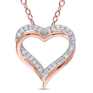 Miadora Rose Goldplated Silver Created White Sapphire Double Heart