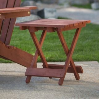Coral Coast Big Daddy Folding Side Table   Barn Red Stain   Adirondack Tables