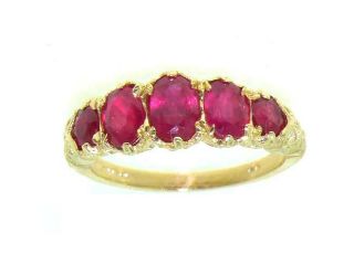 High Quality Solid 14K Yellow Gold Natural Ruby English Victorian Ring   Size 4.75   Finger Sizes 4 to 12 Available
