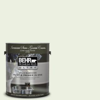 BEHR Premium Plus Ultra 1 gal. #M360 1 Glisten Green Semi Gloss Enamel Interior Paint 375001