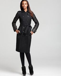 Burberry London Caldersbrook Trench with Quilted Leather Sleeves