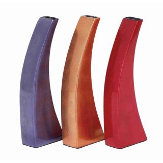 Ceramic Red/ Blue/ Amber 3 piece Seamlessly Molded Assorted Vase Set