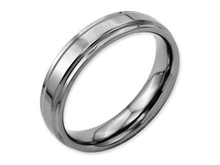Titanium Ridged Edge 5mm Polished Comfort Fit Wedding Band Ring (SIZE 6.5 )