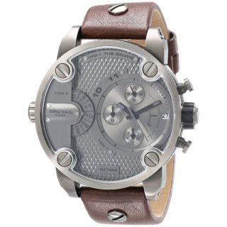 Diesel Mens DZ7258 Brown Leather Strap Grey Dial Chronograph Watch