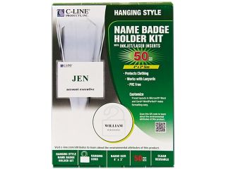 C line 97043 Biodegradable Name Badge Holder Kits, Top Load, Clear, 4 x 3, 50/Box