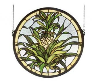 Tiffany Style Welcome Pineapple Window Panel —