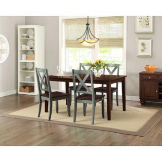Better Homes and Gardens Bankston Mocha 5 Piece Dining Set with 4 Maddox Blue Chairs