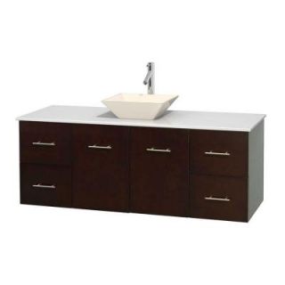 Wyndham Collection Centra 60 in. Vanity in Espresso with Solid Surface Vanity Top in White and Bone Porcelain Sink WCVW00960SESWSD2BMXX