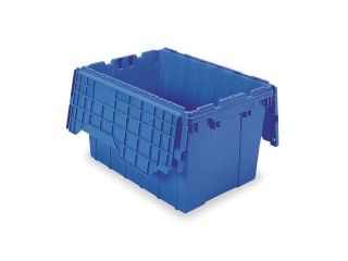 Blue Attached Lid Container, 12 gal Capacity, 39120BLUE, Akro Mils