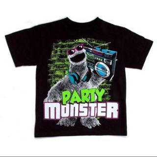 Sesame Street Cookie Monster Party Monster Black T Shirt   X Large