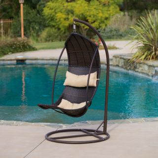 Christopher Knight Home Outdoor Brown Wicker Tear Drop Swinging Chair