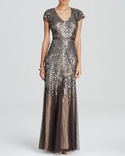 Adrianna Papell Gown   Cap Sleeve Beaded