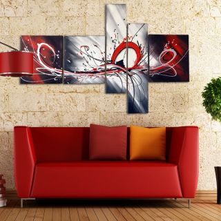 Anthony D Red Splash Contemporary Hand painted Canvas Art