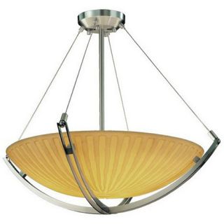 Justice Design Group PNA 9721   Crossbar 18" Pendant Bowl   Round Bowl Shade   Brushed Nickel with Waterfall Shade   Pendant Lights
