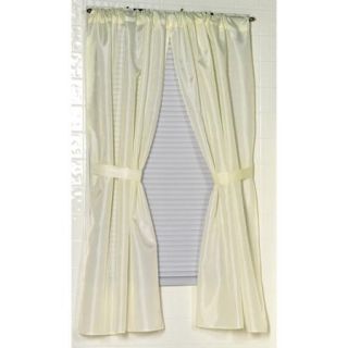 Carnation Home Fashions WC FAB/08 100 Percent Polyester Fabric Window Curtain with Two Panels And Two Tie Backs In Ivory Size 54 Inch Wide X 34 Inch Long