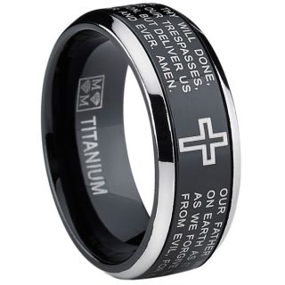 Oliveti Black Titanium Mens Lords Prayer Spinner Ring  