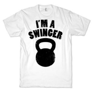 White Im A Swinger Crewneck Funny Graphic Novelty T Shirt Cool (Size Large) NEW