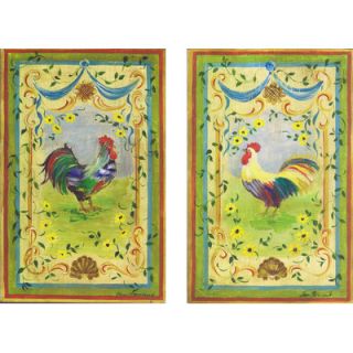 Oversized Rainbow Roosters 2 Piece Kitchen Wall Plaque Set by Stupell