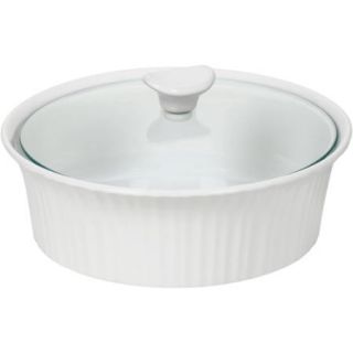 CorningWare French White III 2.5 Quart Round Casserole with Glass Cover