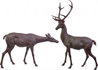 Set of Two Bronze Deer Statues  ™ Shopping   Great Deals
