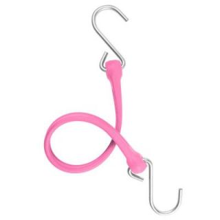 The Perfect Bungee 13 in. EZ Stretch Polyurethane Bungee Strap with Stainless Steel S Hooks (Overall Length 18 in.) in Pink DISCONTINUED PBSH18P