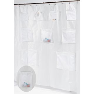 Carnation Home Fashions Pockets PEVA Shower Curtain/Liner with 9 Mesh Storage Pockets   Shower Curtains