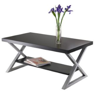 Winsome Korsa Coffee Table with Black Top and Metal Legs