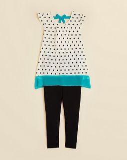 DKNY Girls' Polka Dot Flutter Sleeve Top and Leggings Set   Sizes 2 6X
