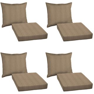 Better Homes and Gardens 8 Piece Deep Seat Cushion Set, Tan Stria