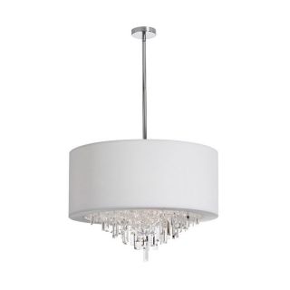 Dainolite Lighting 25 in W Polished Chrome Crystal Accent Pendant Light with Fabric Shade