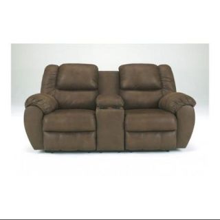 Signature Design by Ashley Furniture Quarterback Double Microfiber Reclining Loveseat in Canyon