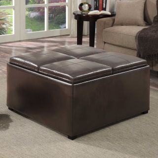 Simpli Home F 07 Avalon Coffee Table Ottoman with 4 Serving Trays   Coffee Tables