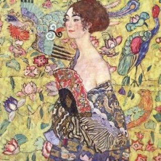 Lady with Fan Poster Print by Gustav Klimt (15 x 15)