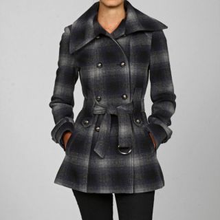Miss Sixty Womens Blue Ombre Plaid Fold over Coat  