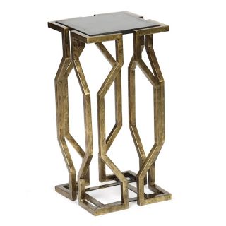 Prima Open Geometric Form Accent Table   Antique Brass   End Tables