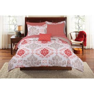 Mainstays Coral Damask Bedding in a Bag Bedding Set