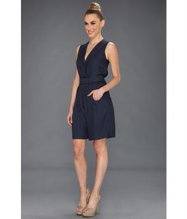 halston heritage s l v neck romper w belt moonshadow