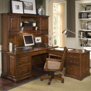 Riverside Cantata L Shaped Workstation and Hutch   Desks