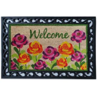 Printed Flocked Welcome Poppies Doormat (18 x 30)