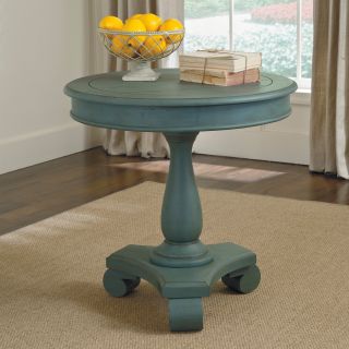 Signature Design By Ashley Cottage Accents Blue Round Accent Table   End Tables