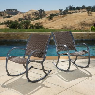 Christopher Knight Home Gracies Outdoor Wicker Rocking Chair (Set of