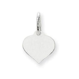 14K White Gold Polished Heart Disc Charm (0.6in long x 0.4in wide)