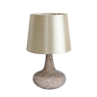 Simple Designs Madison 14.17 in. Champagne Mosaic Tiled Glass Genie Table Lamp with Satin Look Fabric Shade LT3039 CHA