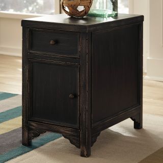 Signature Design By Ashley Gavelston Black Chair Side End Table   End Tables