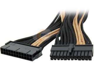 Silverstone PP07 MBBG Motherboard 24pin connector Sleeved Extension Power Supply Cable Black & Gold