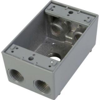 Greenfield 1 Gang Weatherproof Electrical Outlet Box with Five 1/2 in. Holes   Gray B25PS