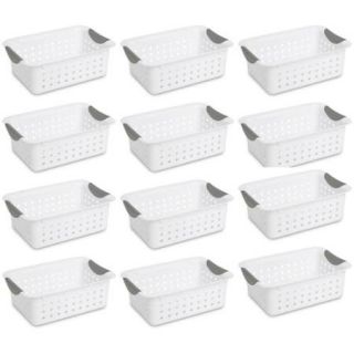 12) Sterilite 16228012 Small Ultra Plastic Storage Bin Organizer Baskets  White