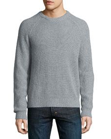 Michael Kors Ribbed Crewneck Sweater, Gray