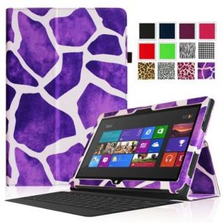 Fintie Folio Leather Case Cover for Microsoft Surface RT / Surface 2 10.6 inch Tablet, Giraffe Purple