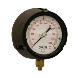 Winters Instruments PPC Series 4.5 in. Black Phenolic Case Process Pressure Gauge with Brass Internals and 1/4 in. NPT LM with 0 160 psi/kPa PPC5085